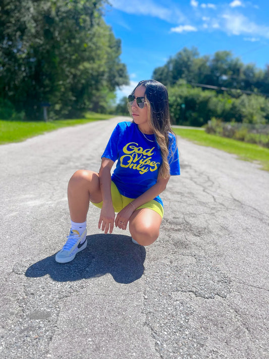God Vibes Only Unisex T-shirt Royal Blue & Yellow LIMITED EDITION - Da G.A.T.E 33