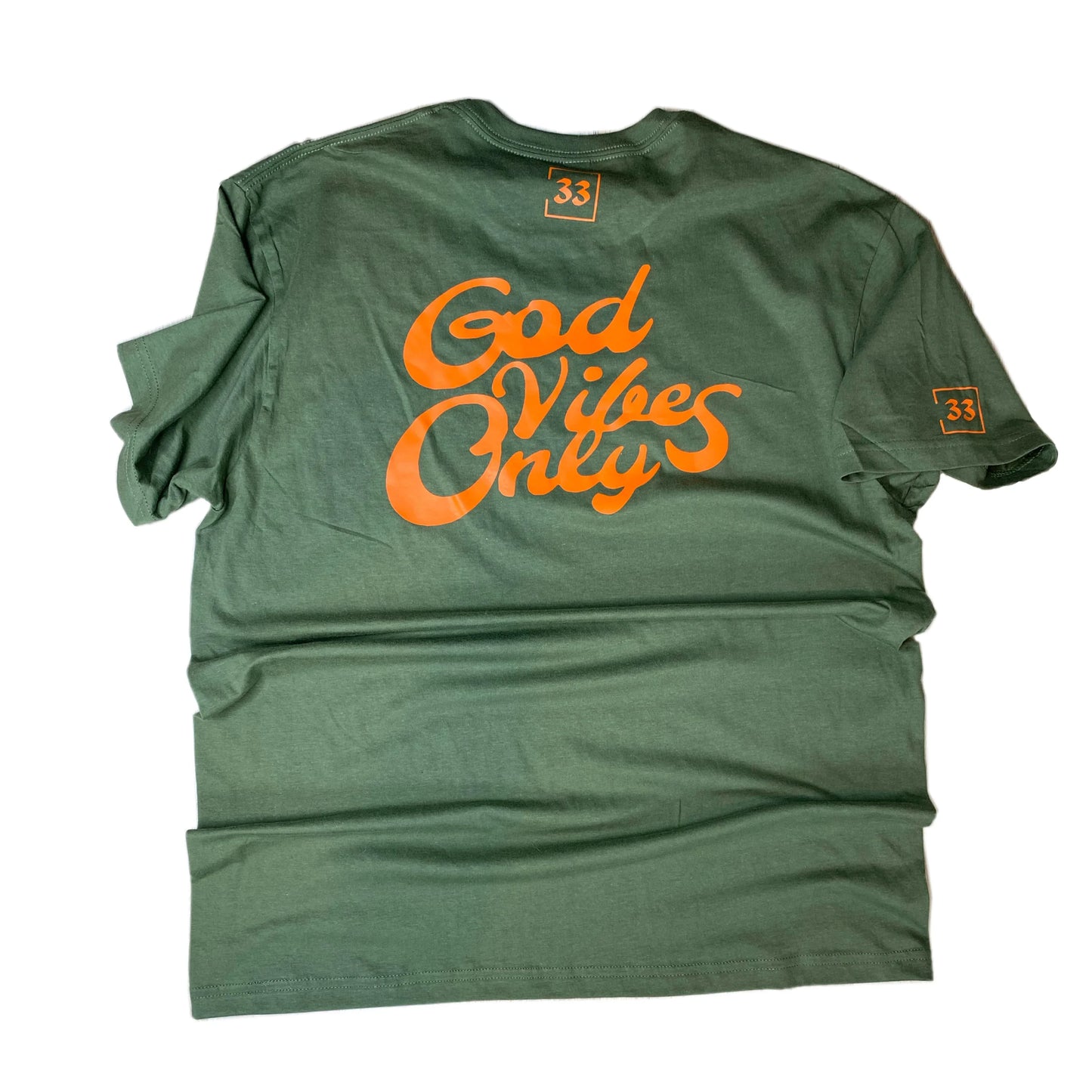 God Vibes Only Olive Green with Orange Letters Unisex T-shirt LIMITED EDITION - Da G.A.T.E 33
