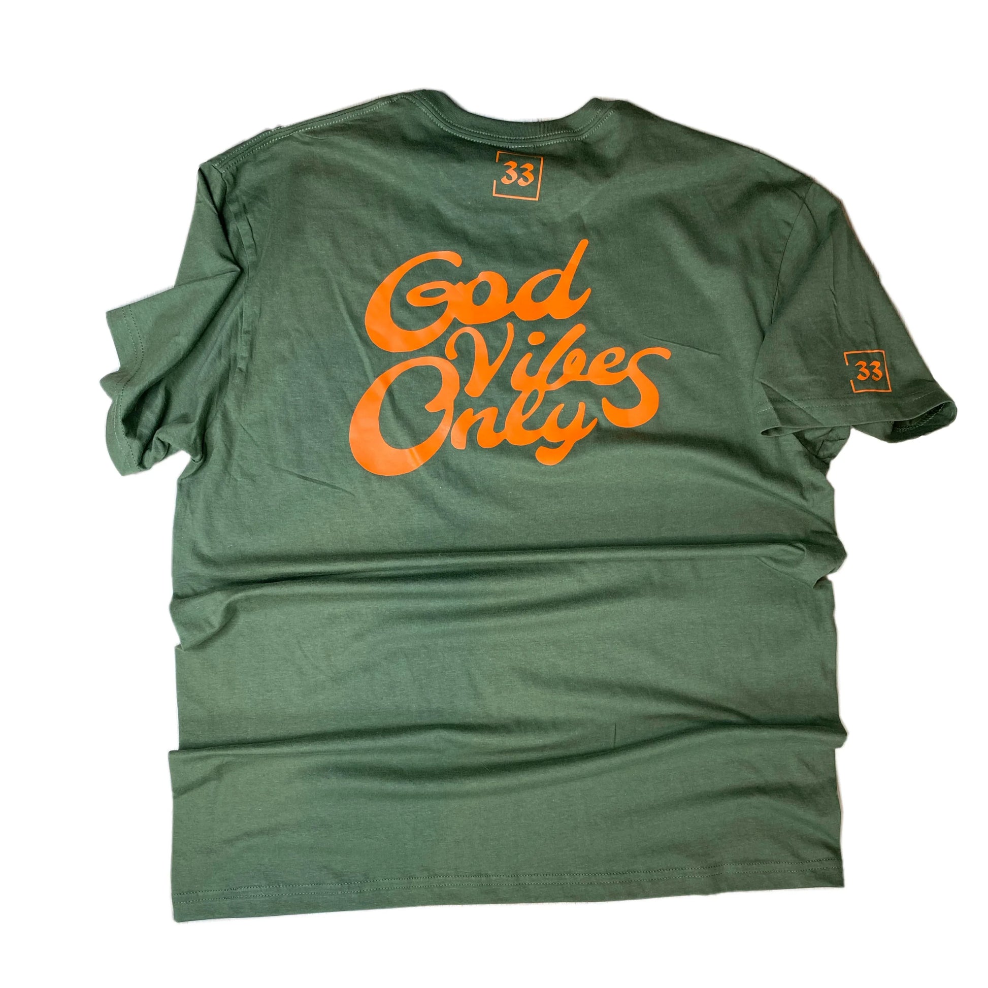 God Vibes Only Olive Green with Orange Letters Unisex T-shirt LIMITED EDITION - Da G.A.T.E 33