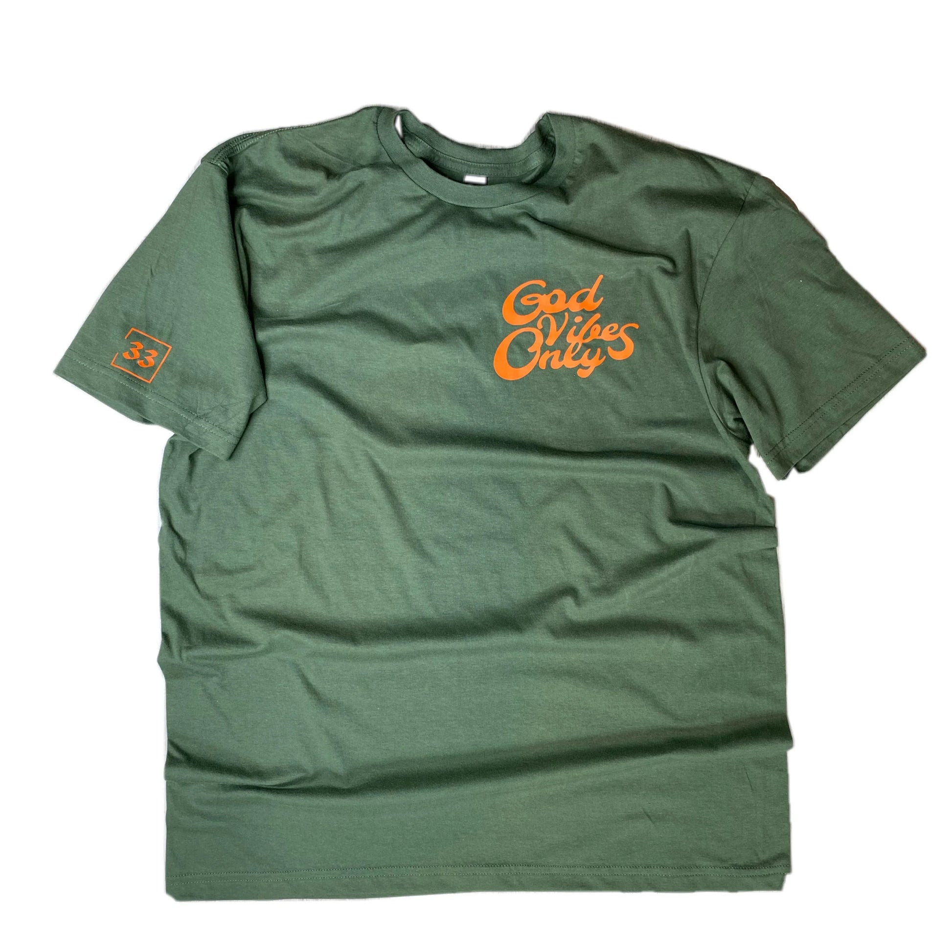 God Vibes Only Olive Green with Orange Letters Unisex T-shirt LIMITED EDITION - Da G.A.T.E 33