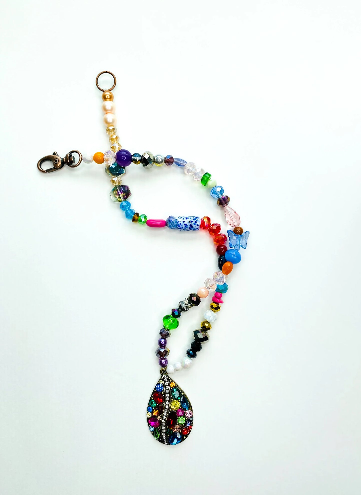 Teardrop Charm Multi Color Sparkle Handmade Necklace - Da G.A.T.E 33