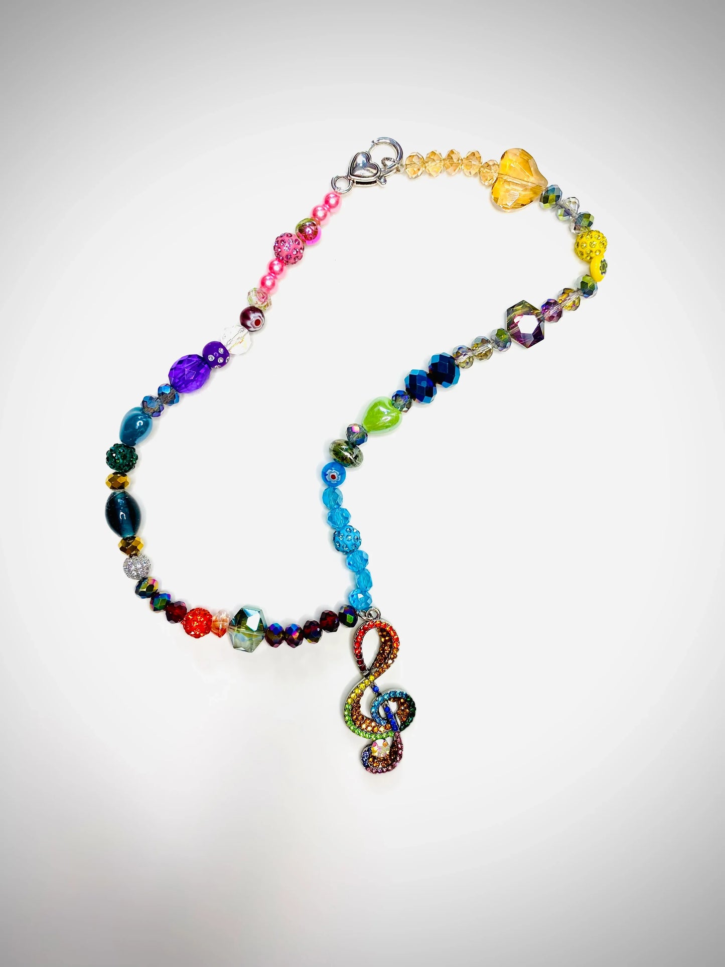 Multi Vibrant Colors Music Treble Clef Charm Sparkle Handmade Necklace - Da G.A.T.E 33