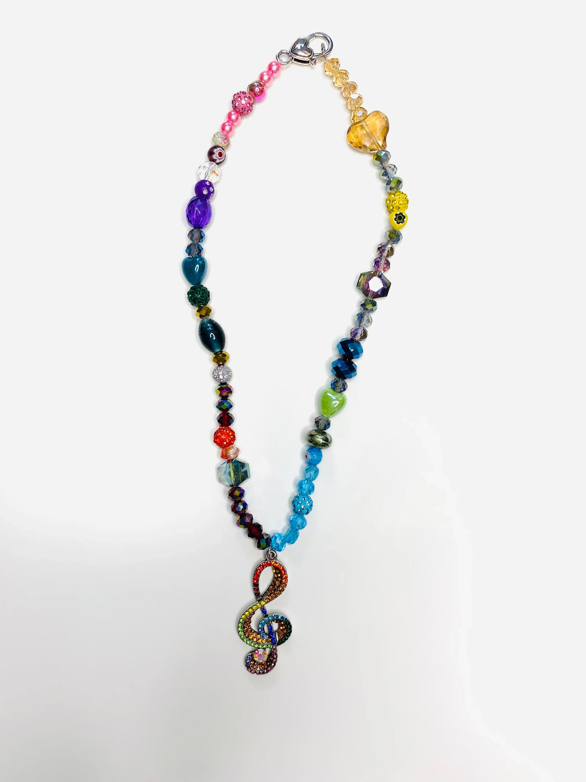 Multi Vibrant Colors Music Treble Clef Charm Sparkle Handmade Necklace - Da G.A.T.E 33