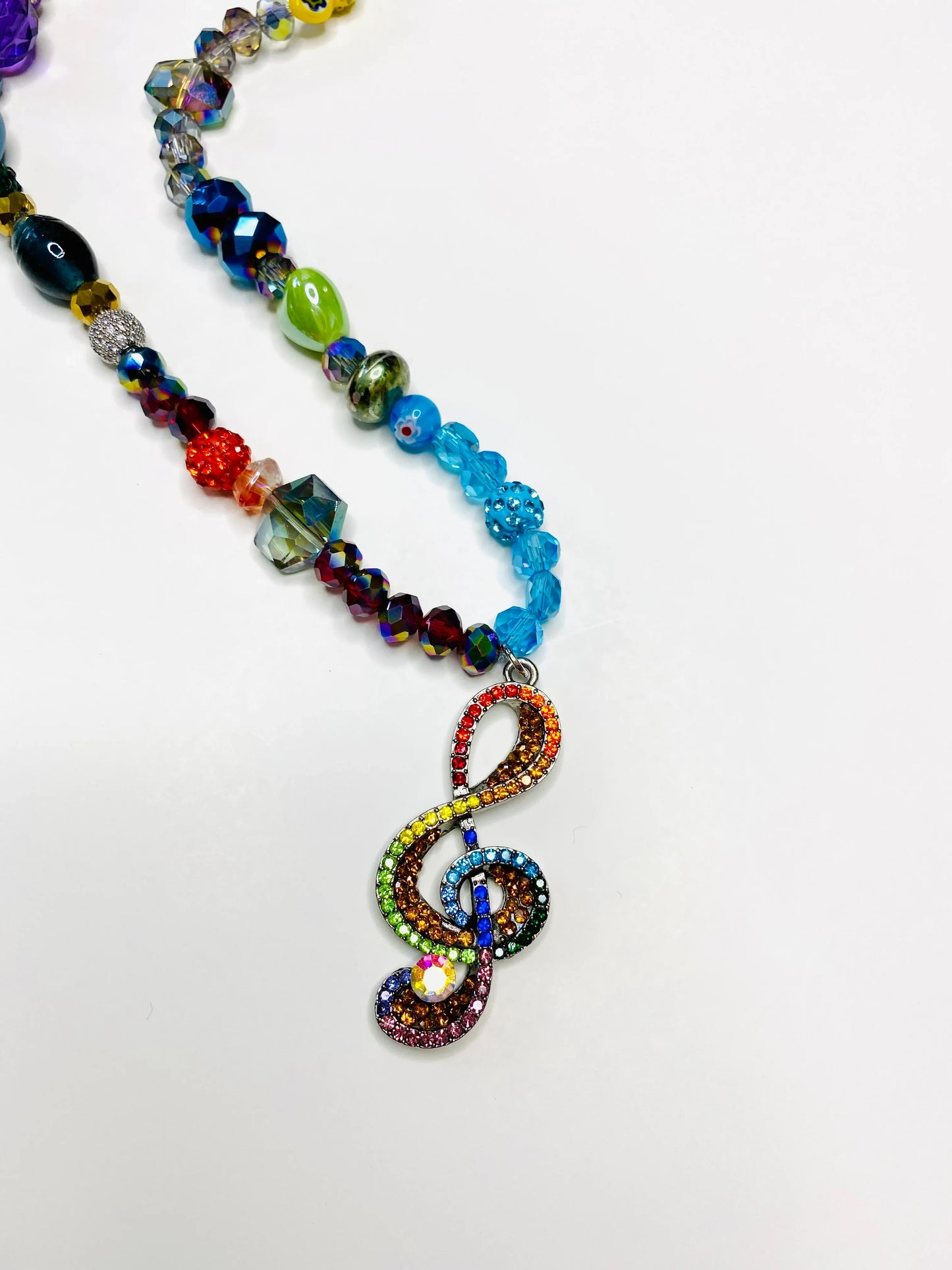 Multi Vibrant Colors Music Treble Clef Charm Sparkle Handmade Necklace - Da G.A.T.E 33