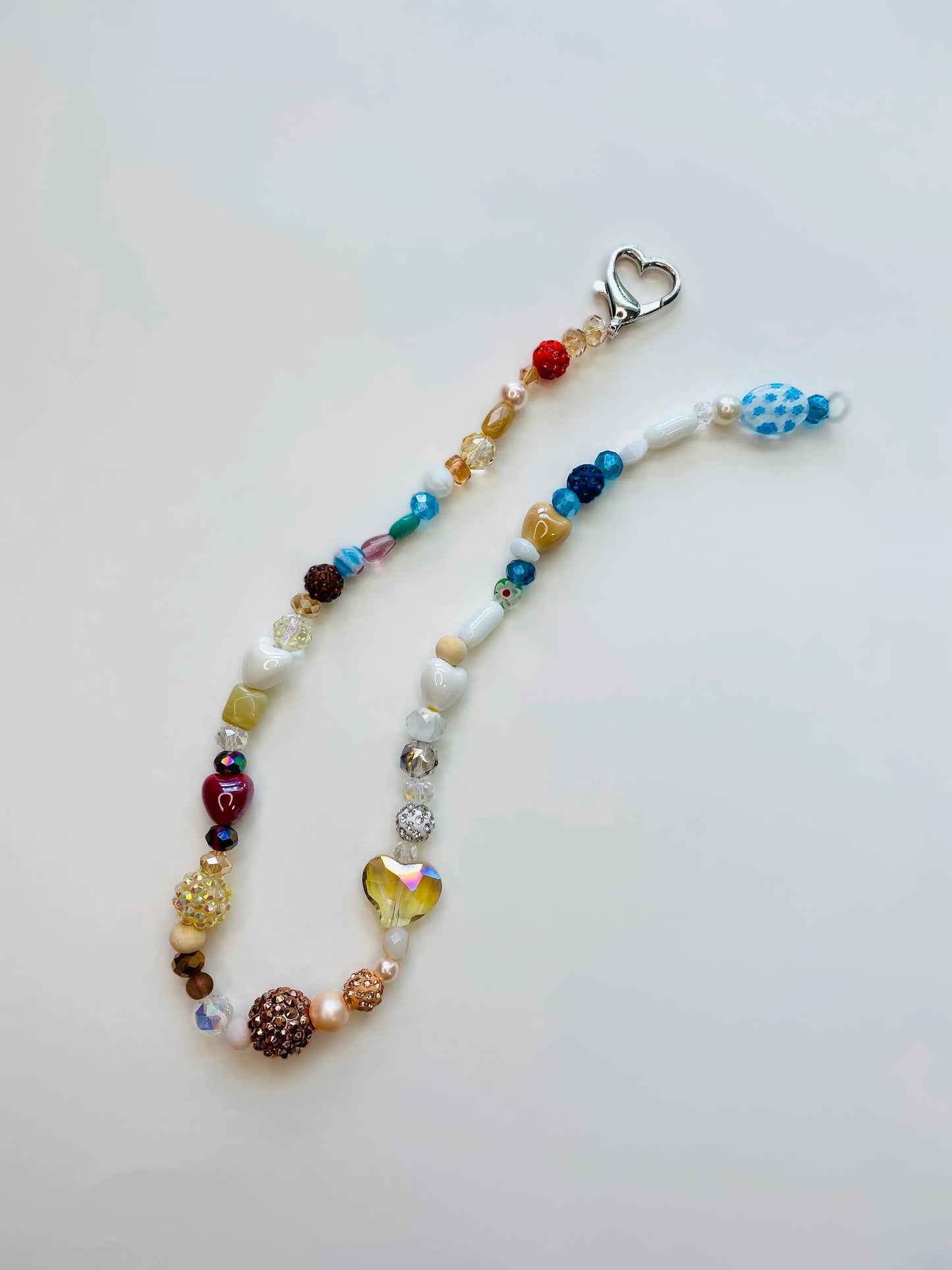 Neutral Tones with Red and Blue Colors Sparkle Handmade Necklace - Da G.A.T.E 33