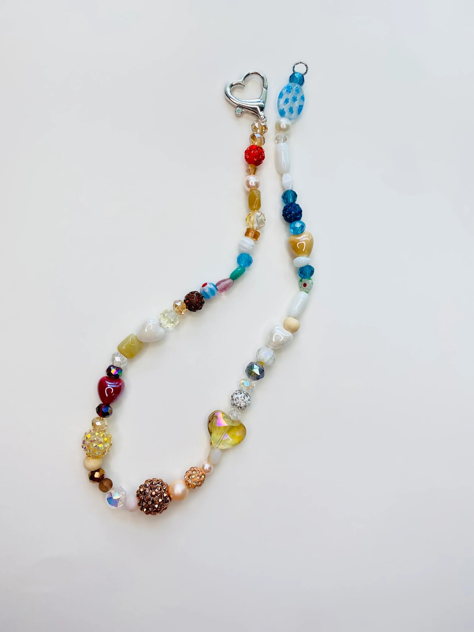 Neutral Tones with Red and Blue Colors Sparkle Handmade Necklace - Da G.A.T.E 33