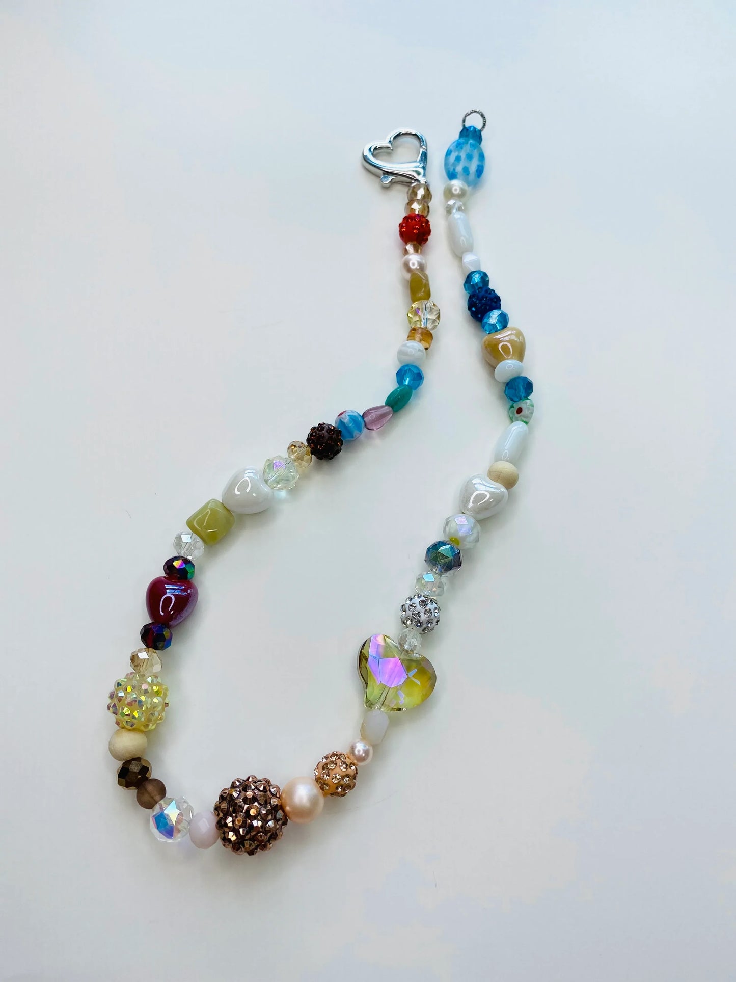 Neutral Tones with Red and Blue Colors Sparkle Handmade Necklace - Da G.A.T.E 33