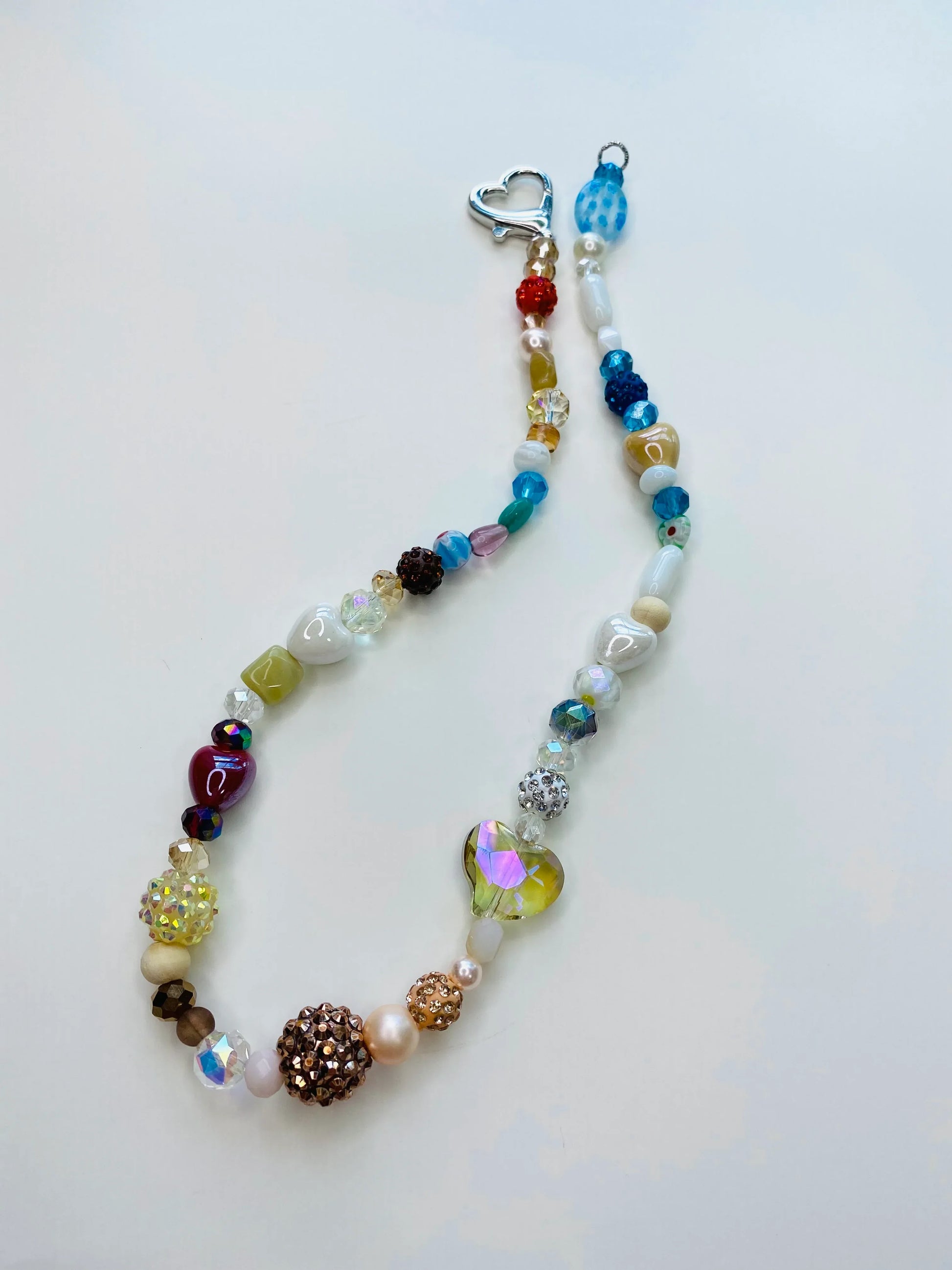 Neutral Tones with Red and Blue Colors Sparkle Handmade Necklace - Da G.A.T.E 33