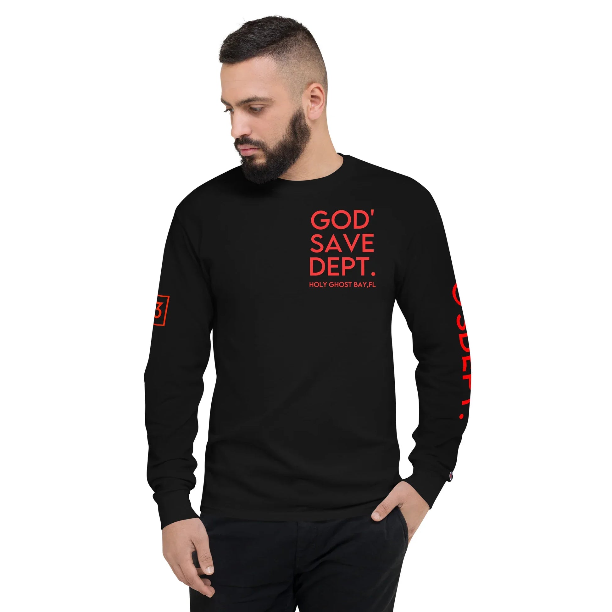 GOD’SAVE DEPT. Men's Champion Long Sleeve Shirt - Da G.A.T.E 33