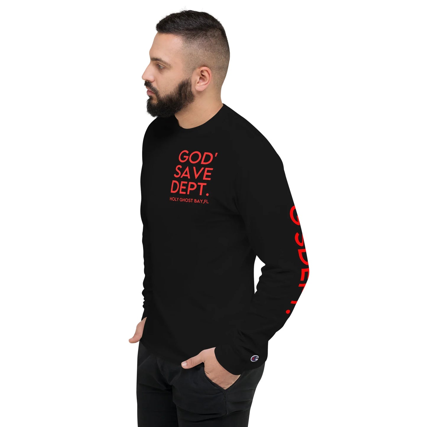 GOD’SAVE DEPT. Men's Champion Long Sleeve Shirt - Da G.A.T.E 33