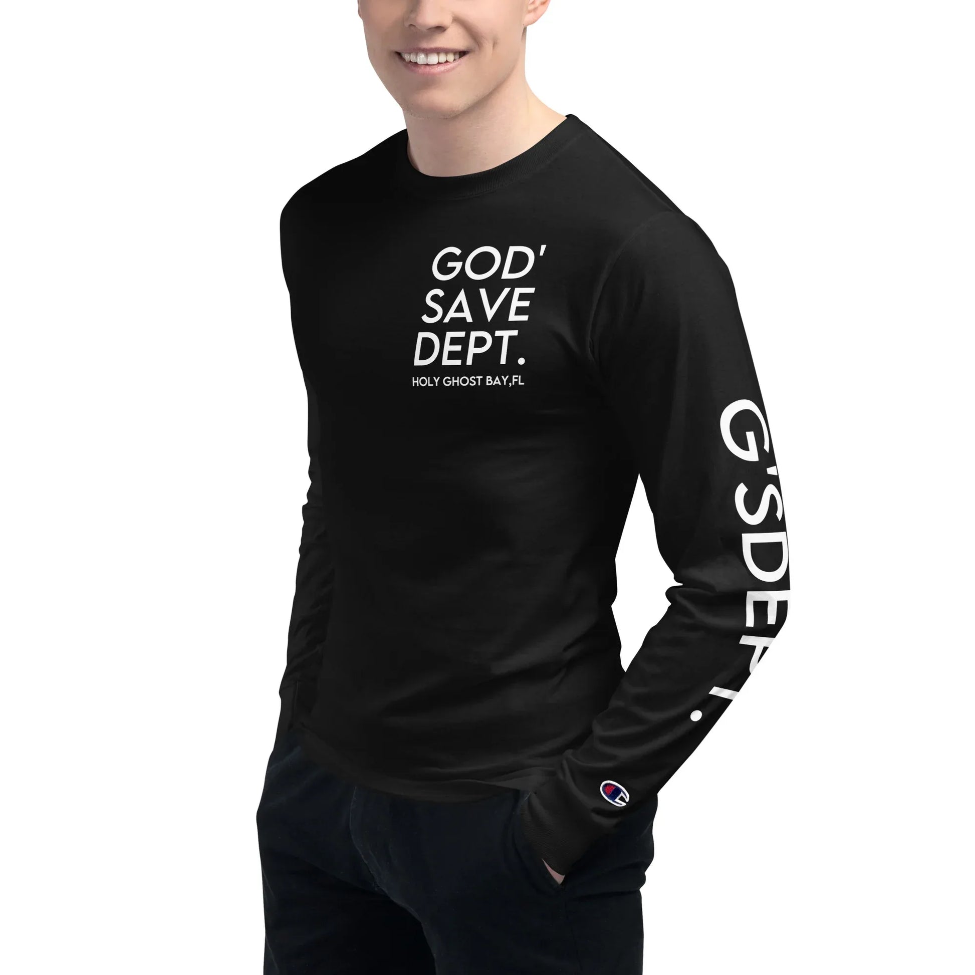 GOD’SAVE DEPT. Men's Champion Long Sleeve Shirt - Da G.A.T.E 33