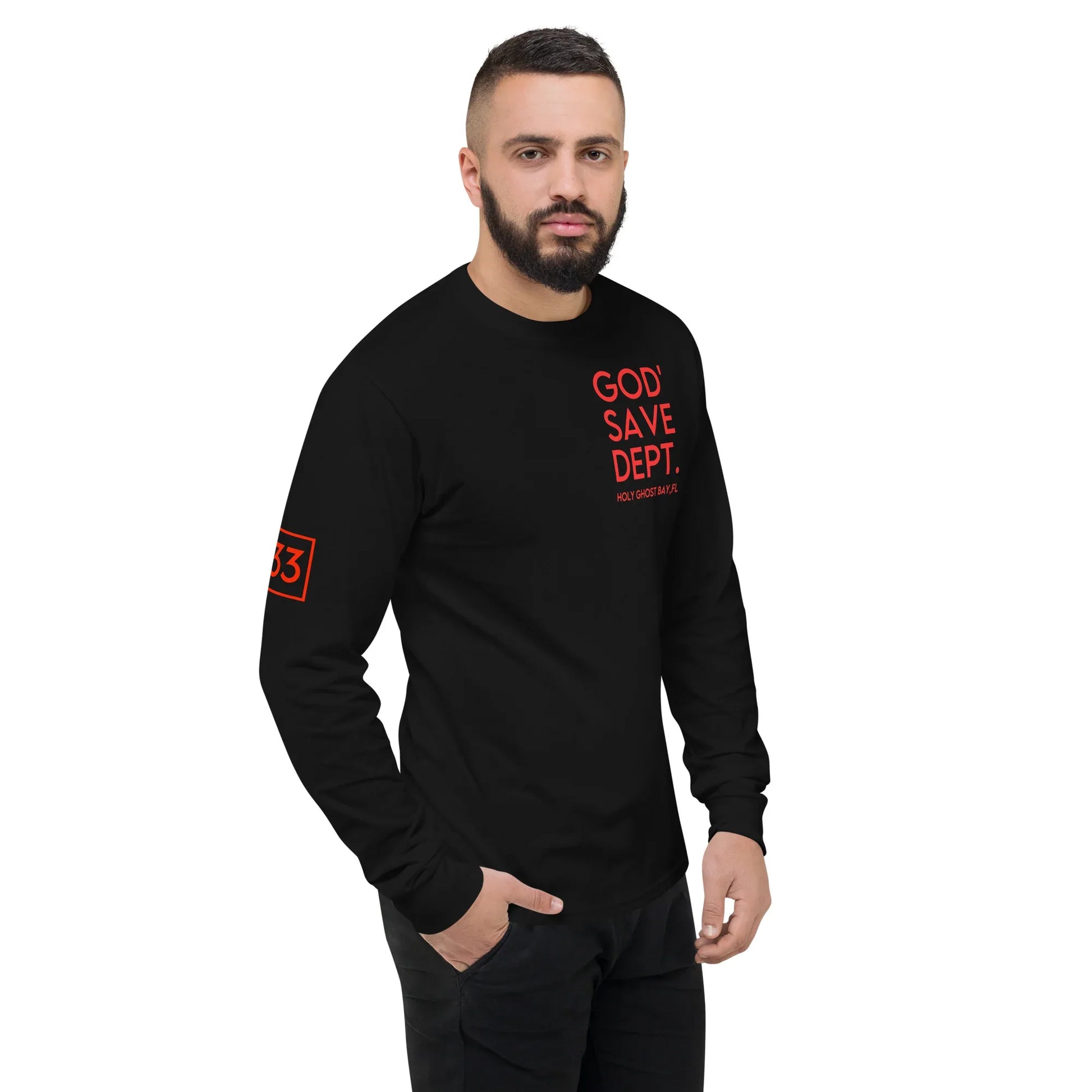 GOD’SAVE DEPT. Men's Champion Long Sleeve Shirt - Da G.A.T.E 33
