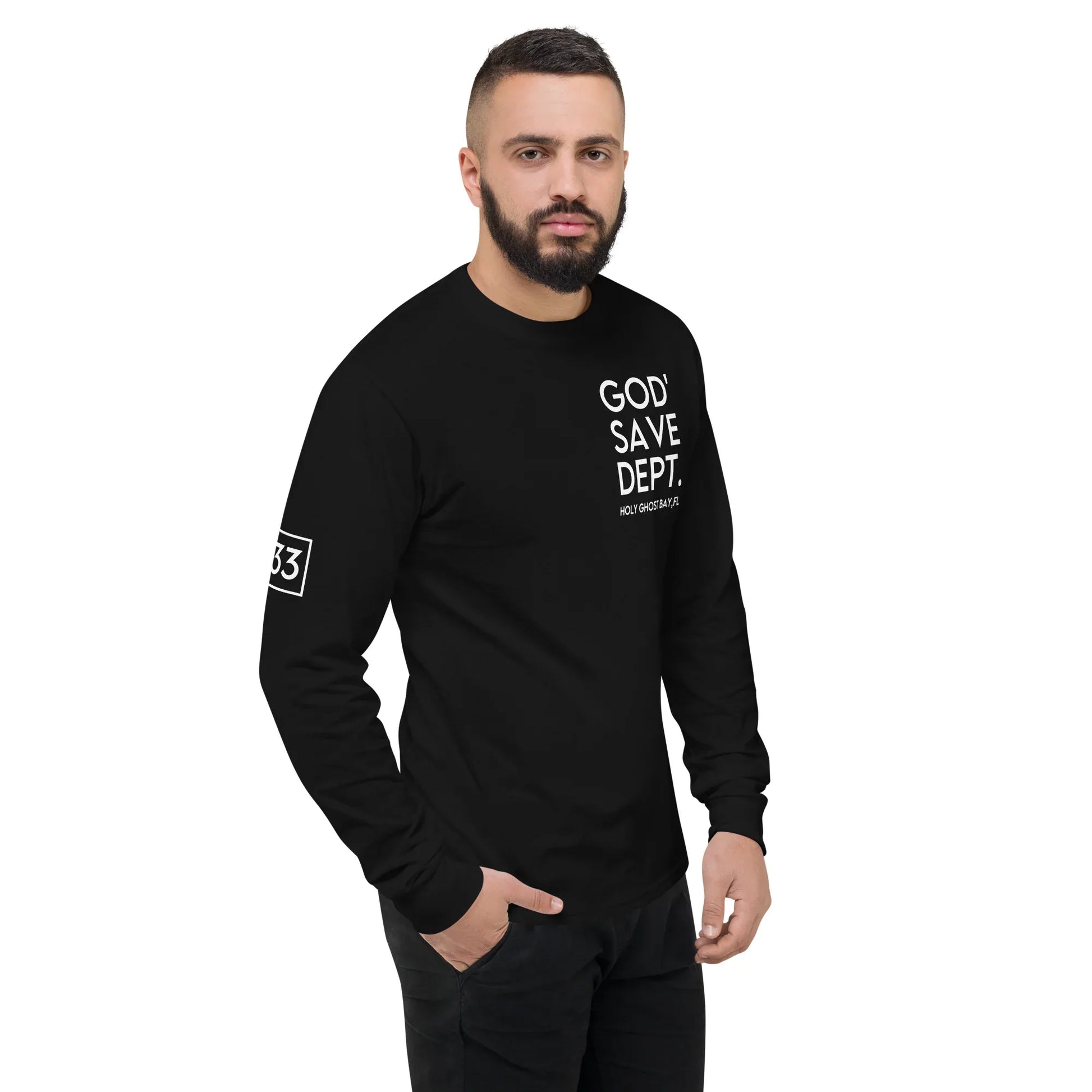 GOD’SAVE DEPT. Men's Champion Long Sleeve Shirt - Da G.A.T.E 33