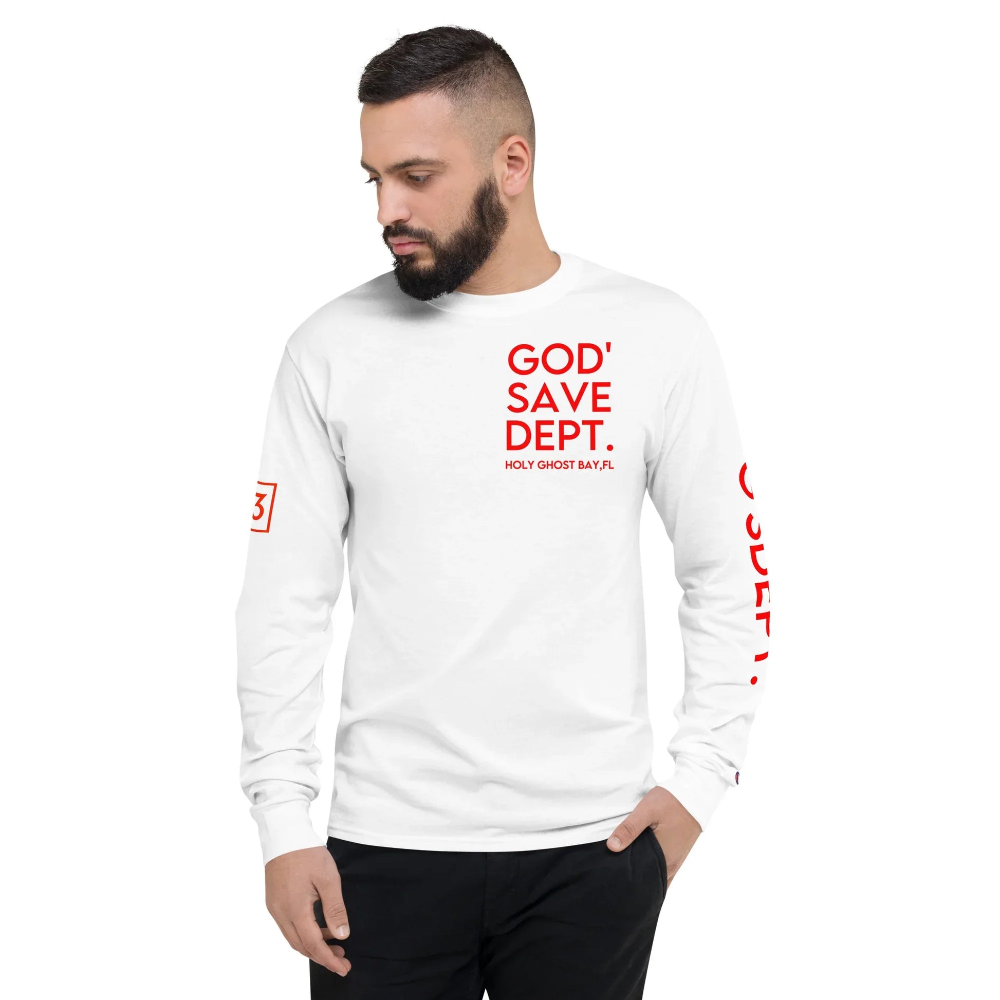GOD’SAVE DEPT. Men's Champion Long Sleeve Shirt - Da G.A.T.E 33