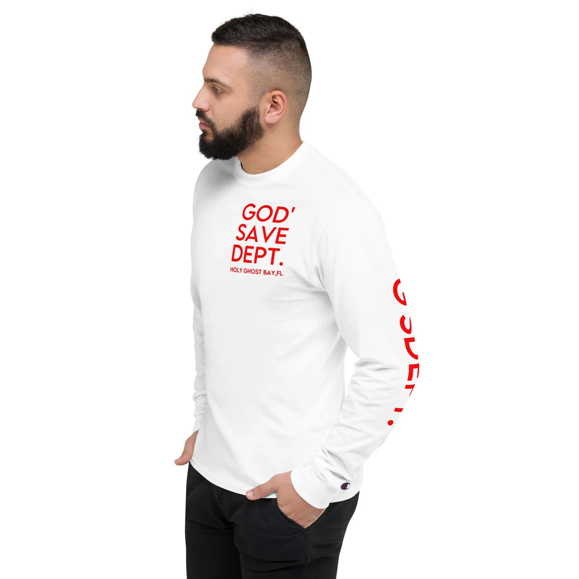 GOD’SAVE DEPT. Men's Champion Long Sleeve Shirt - Da G.A.T.E 33