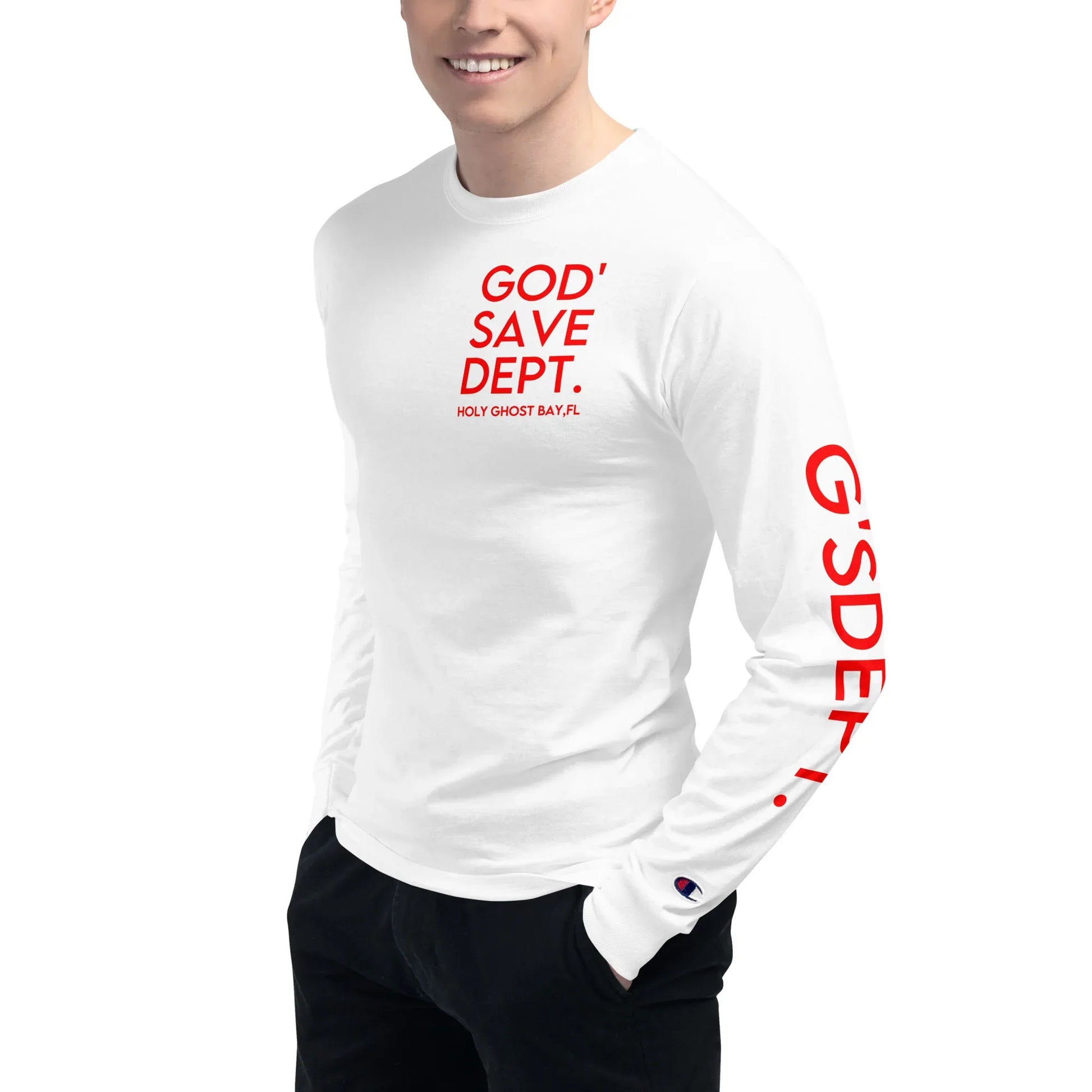 GOD’SAVE DEPT. Men's Champion Long Sleeve Shirt - Da G.A.T.E 33