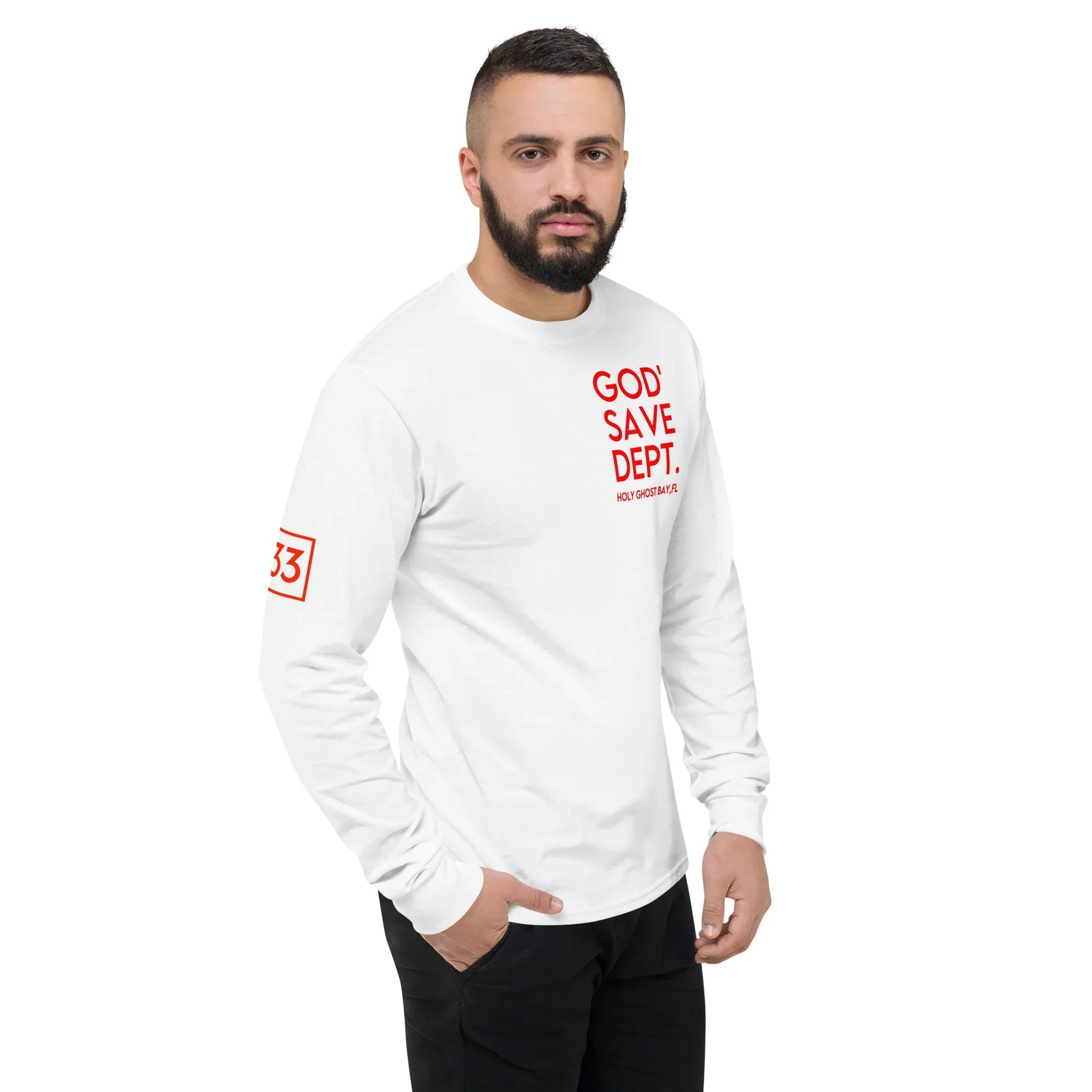 GOD’SAVE DEPT. Men's Champion Long Sleeve Shirt - Da G.A.T.E 33