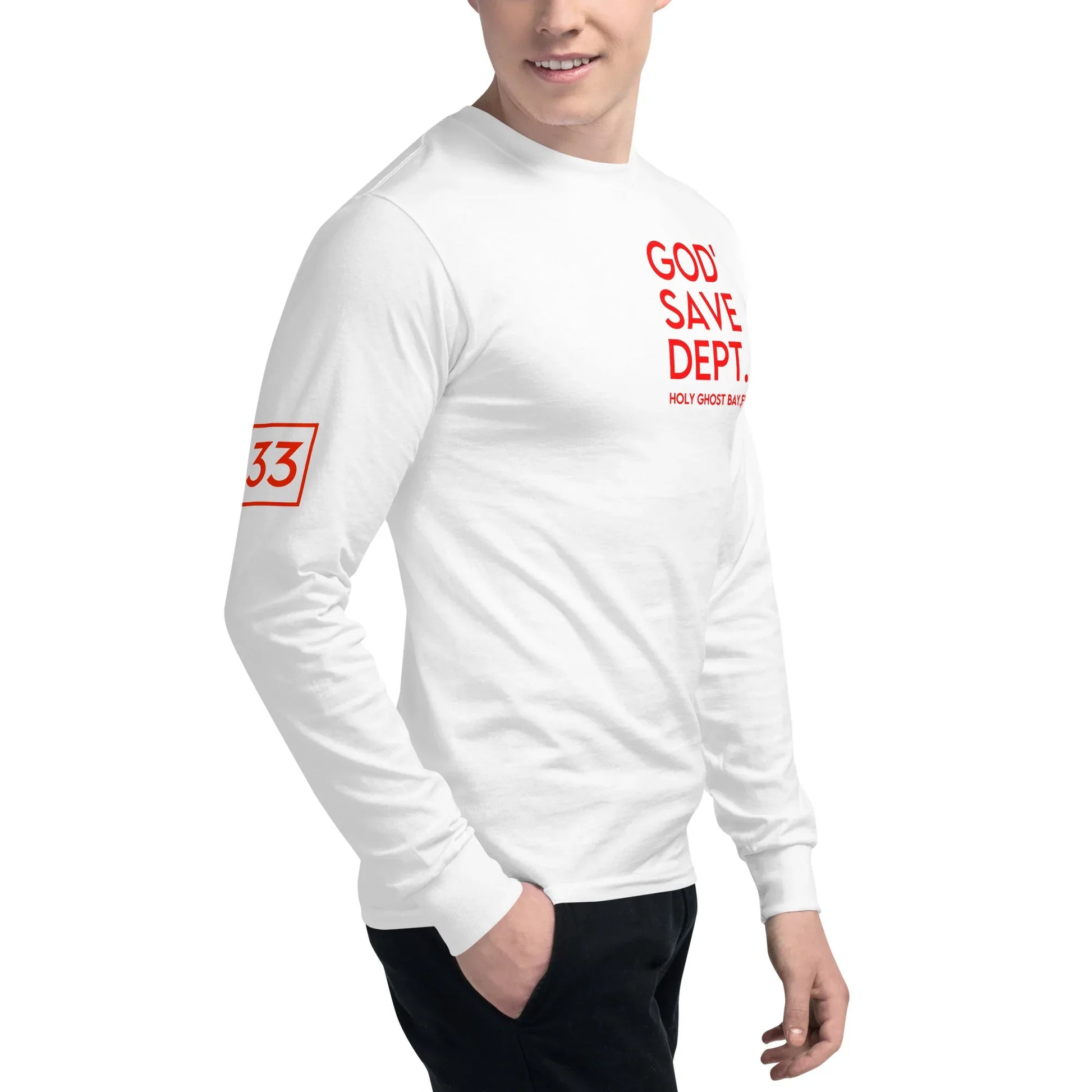 GOD’SAVE DEPT. Men's Champion Long Sleeve Shirt - Da G.A.T.E 33